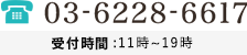03-6228-6617 受付時間:11時~19時